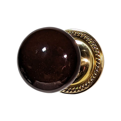 Antique Hardware Brown Porcelain Door Knob with Georgian Roped Rosette (Several Finishes Available) ANTIQUE DOOR KNOBS