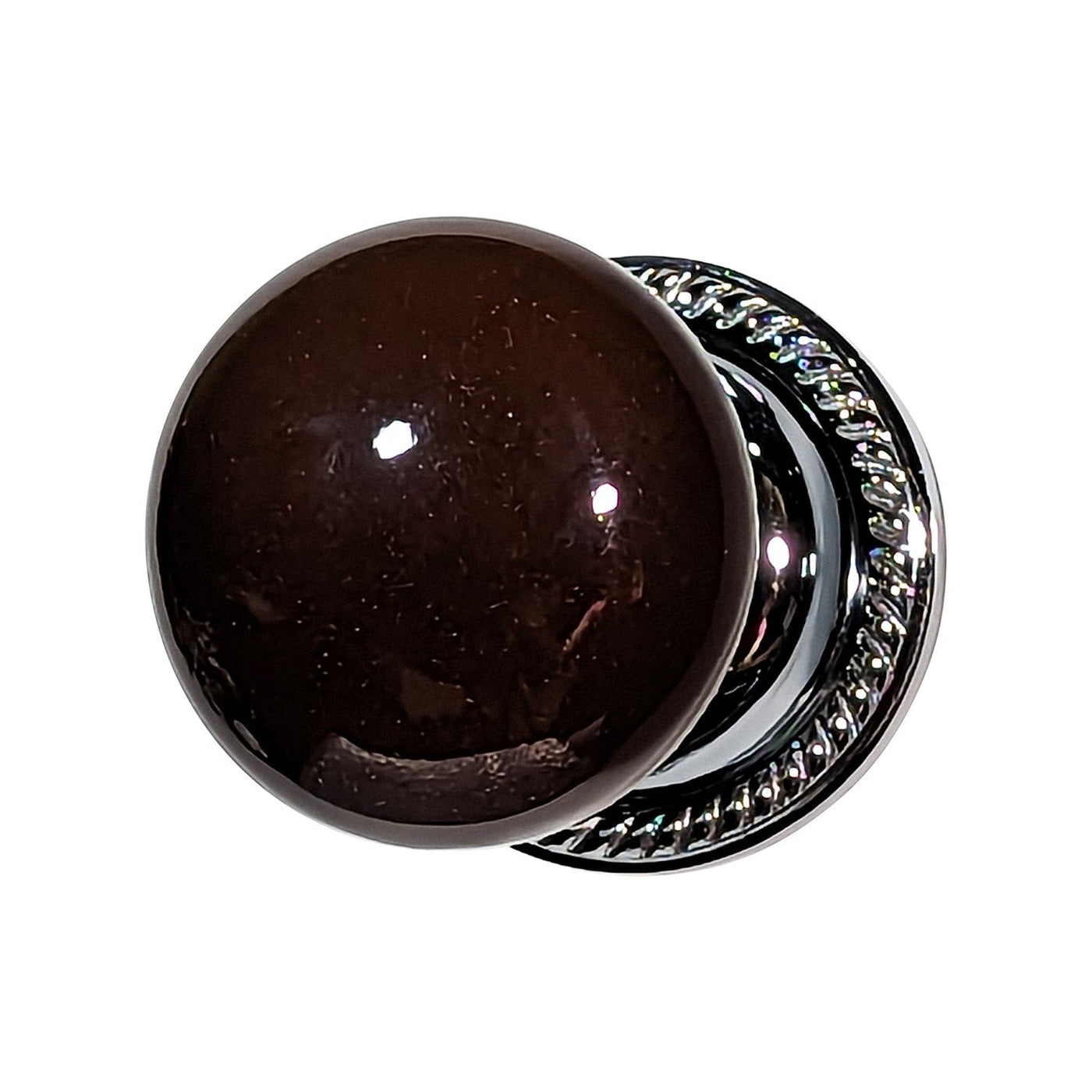Antique Hardware Brown Porcelain Door Knob with Georgian Roped Rosette (Several Finishes Available) ANTIQUE DOOR KNOBS