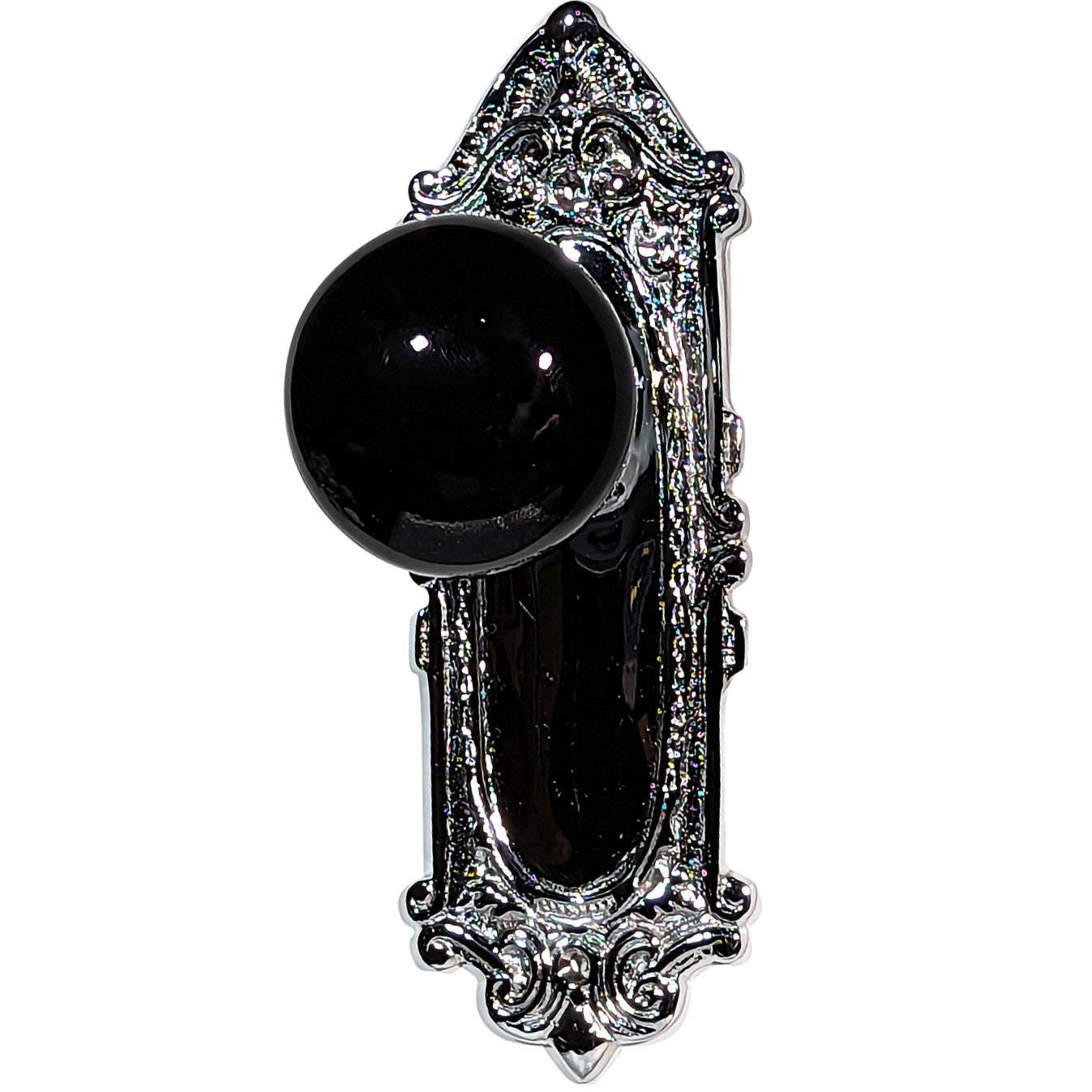 Antique Hardware Black Porcelain Door Knob Set with Largo Design Backplate Door Knobs & Handles