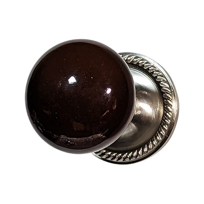 Antique Hardware Brown Porcelain Door Knob with Georgian Roped Rosette (Several Finishes Available) ANTIQUE DOOR KNOBS