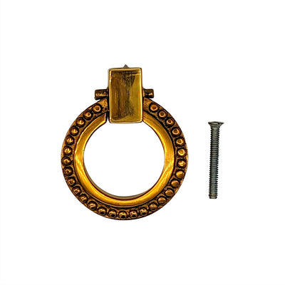 Antique Hardware 2 Inch Solid Brass Beaded Drawer Ring Pull MISSION RING PULLS