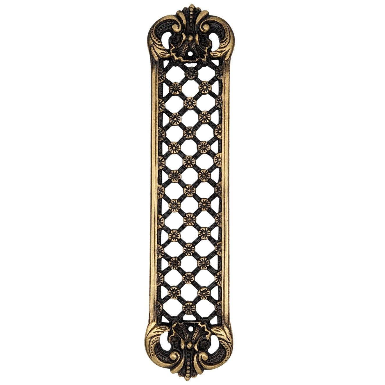 12 Inch Solid Brass Finger Push Plate: Trellis Lattice Work