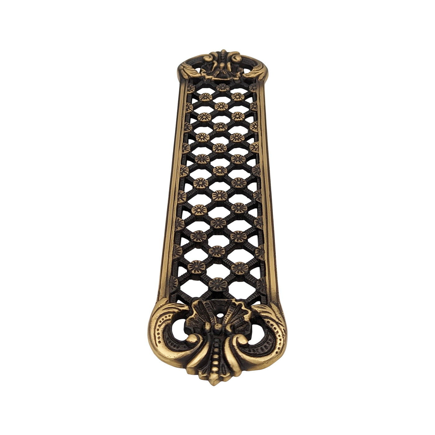 12 Inch Solid Brass Finger Push Plate: Trellis Lattice Work