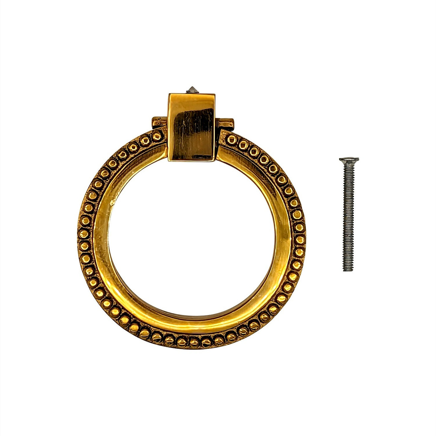 Antique Hardware 3 Inch Solid Brass Beaded Drawer Ring Pull (Several Finishes Available) MISSION RING PULLS