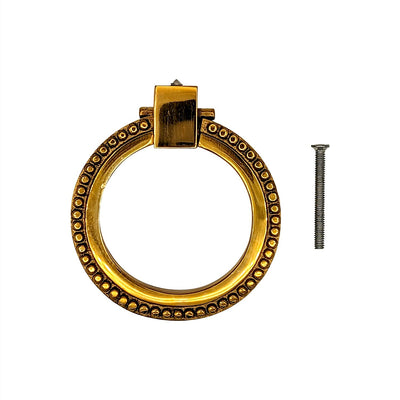 Antique Hardware 3 Inch Solid Brass Beaded Drawer Ring Pull (Several Finishes Available) MISSION RING PULLS