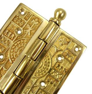 Antique Hardware 3 1/2 x 3 1/2 Inch Ball Tipped Victorian Solid Brass Hinge HINGE