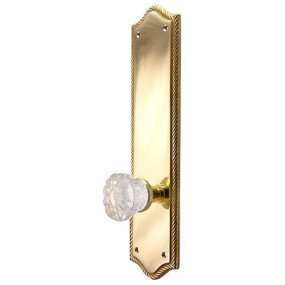 Antique Hardware Arched Georgian Roped Backplate Door Set with Fluted Crystal Door Knobs (Several Finishes Available) GLASS DOOR KNOB FOR SALE