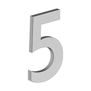 Antique Hardware 4 Inch Tall B Series Stainless Steel Number 5 (Several Finishes) LETTER PLAQUE
