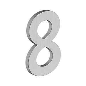 Antique Hardware 4 Inch Tall B Series Stainless Steel Number 8 (Several Finishes) LETTER PLAQUE