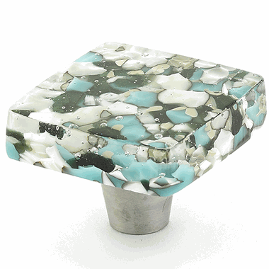 ##Antique Hardware## 1 1/2 Inch Designer Square Traditional Glass Cabinet & Furniture Knobs