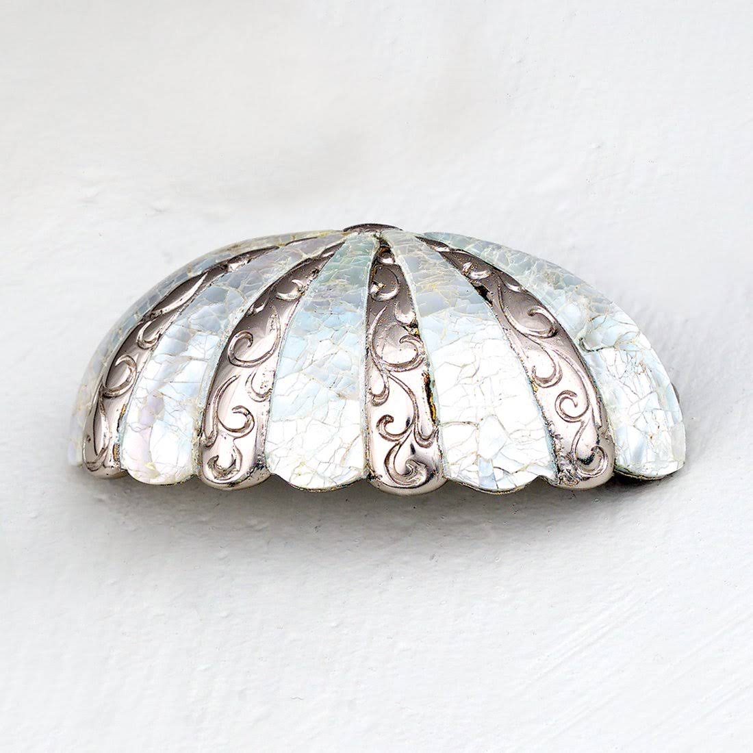 Antique Hardware 3 1/2 Inch (3 Inch c-c) Symphony Inlays Mother of Pearl Cup Pull CABINET PULL