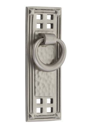 Antique Hardware Emtek Arts & Crafts 1 1/4 Inch Solid Brass Hammered Vertical Ring Pull ARTS AND CRAFTS KNOBS AND PULLS