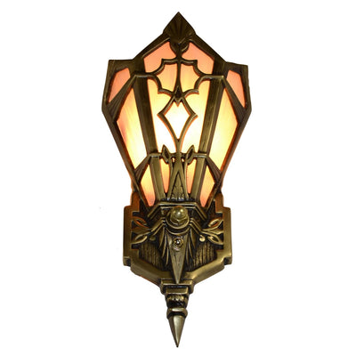 Antique Hardware 14 Inch Art Deco Stained Glass Shade Amber Wall Sconce ART DECO LIGHTING