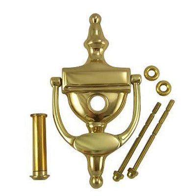 Antique Hardware 6 Inch (3 3/4 Inch c-c) Solid Brass Traditional Door Knocker (Polished Brass Finish) Door Knockers