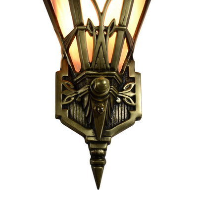 Antique Hardware 14 Inch Art Deco Stained Glass Shade Amber Wall Sconce ART DECO LIGHTING