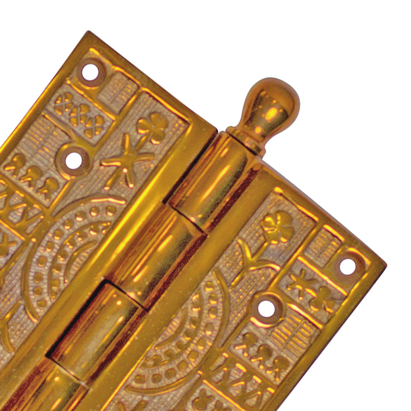Antique Hardware 4 x 4 Inch Ball Tipped Eastlake Solid Brass Hinge HINGE