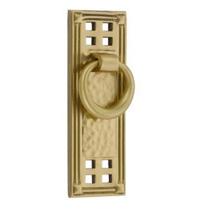 Antique Hardware Emtek Arts & Crafts 1 1/4 Inch Solid Brass Hammered Vertical Ring Pull ARTS AND CRAFTS KNOBS AND PULLS