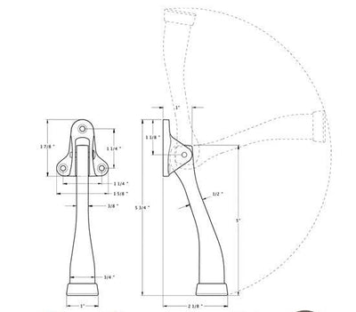 Antique Hardware 5 Inch Solid Brass Kickdown Door Holder DOOR-HOLDER