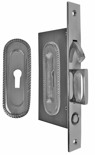Antique Hardware Georgian Oval Pattern Pocket Privacy (Lock) Style Door Set POCKET DOOR