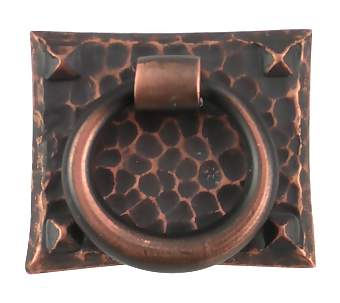 Antique Hardware Emtek Arts & Crafts 1 3/4 Inch Solid Brass Hammered Ring Pull ARTS AND CRAFTS KNOBS AND PULLS