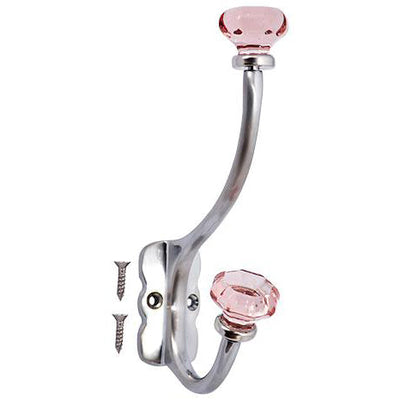 Antique Hardware 7 Inch Solid Brass Coat Hook & Old Town Pink Glass Knobs HOOK