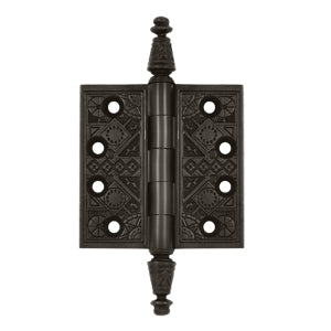 Antique Hardware 3 1/2 X 3 1/2 Inch Solid Brass Ornate Finial Style Hinge HINGE