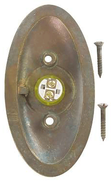 Antique Hardware 4 1/2 Inch Solid Brass Doorbell Button with Oval Rosette Door Bells & Chimes