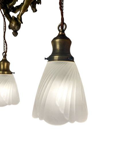 Antique Hardware 22 Inch Handmade Antique Cherub Two-Light Chandelier With Brass Chain VICTORIAN CHERUB CHANDELIER