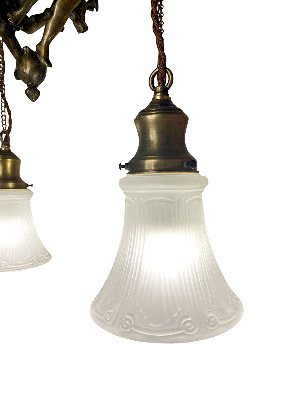 Antique Hardware 22 Inch Handmade Antique Cherub Two-Light Chandelier With Brass Chain VICTORIAN CHERUB CHANDELIER