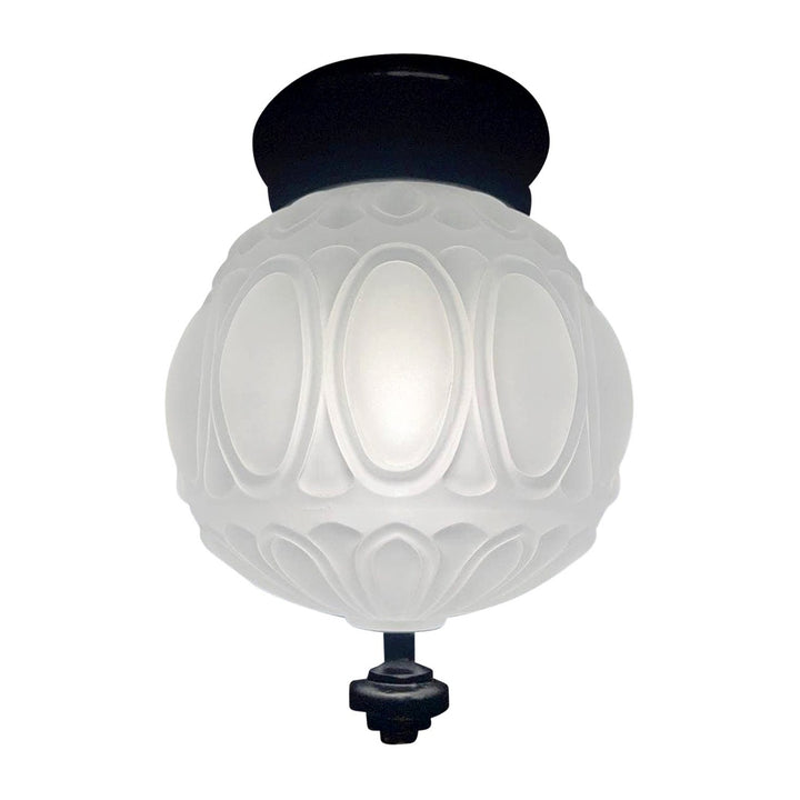 Antique Hardware Colonial Style Glass Shade Overhead Ceiling Light Fixture (Flat Black Finish) OVERHEAD LIGHT