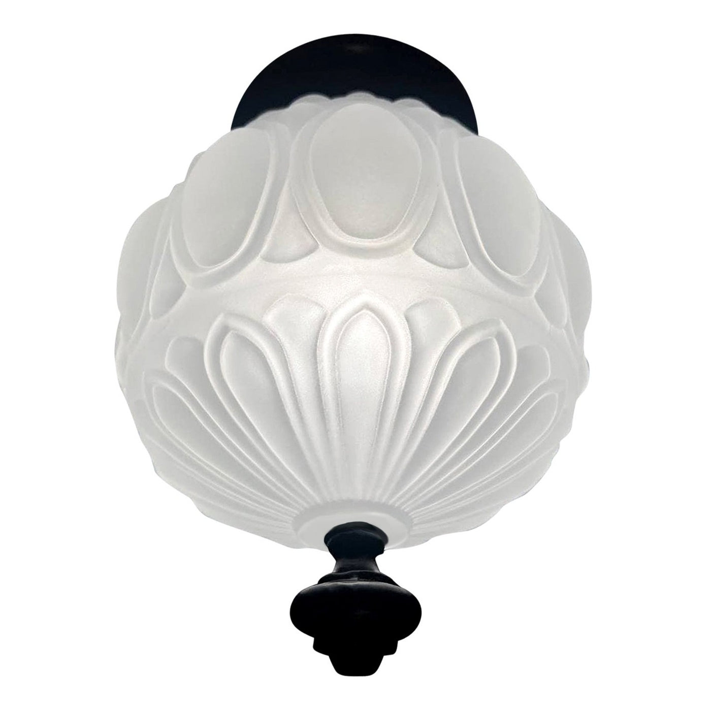 Antique Hardware Colonial Style Glass Shade Overhead Ceiling Light Fixture (Flat Black Finish) OVERHEAD LIGHT