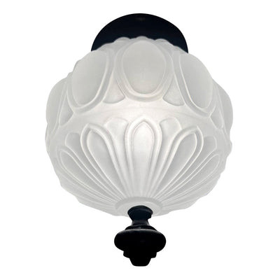 Antique Hardware Colonial Style Glass Shade Overhead Ceiling Light Fixture (Flat Black Finish) OVERHEAD LIGHT