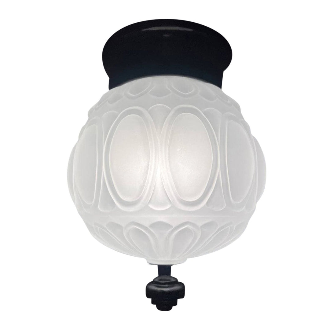 Antique Hardware Colonial Style Glass Shade Overhead Ceiling Light Fixture (Flat Black Finish) OVERHEAD LIGHT