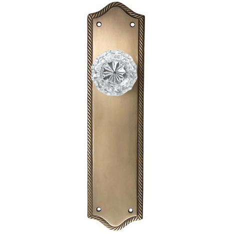 Antique Hardware Arched Georgian Roped Backplate Door Set with Fluted Crystal Door Knobs (Several Finishes Available) GLASS DOOR KNOB FOR SALE