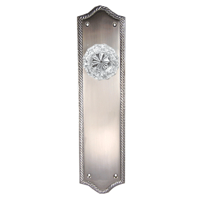 Antique Hardware Arched Georgian Roped Backplate Door Set with Fluted Crystal Door Knobs (Several Finishes Available) GLASS DOOR KNOB FOR SALE