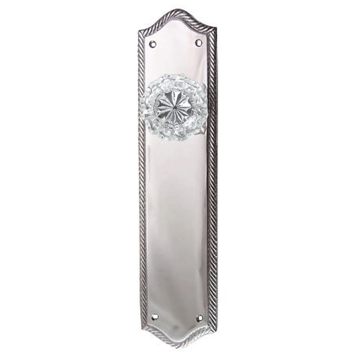Antique Hardware Arched Georgian Roped Backplate Door Set with Fluted Crystal Door Knobs (Several Finishes Available) GLASS DOOR KNOB FOR SALE