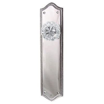 Antique Hardware Arched Georgian Roped Backplate Door Set with Fluted Crystal Door Knobs (Several Finishes Available) GLASS DOOR KNOB FOR SALE