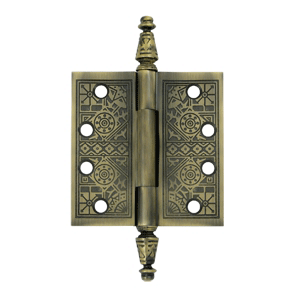 Antique Hardware 4 X 4 Inch Solid Brass Ornate Finial Style Hinge HINGE